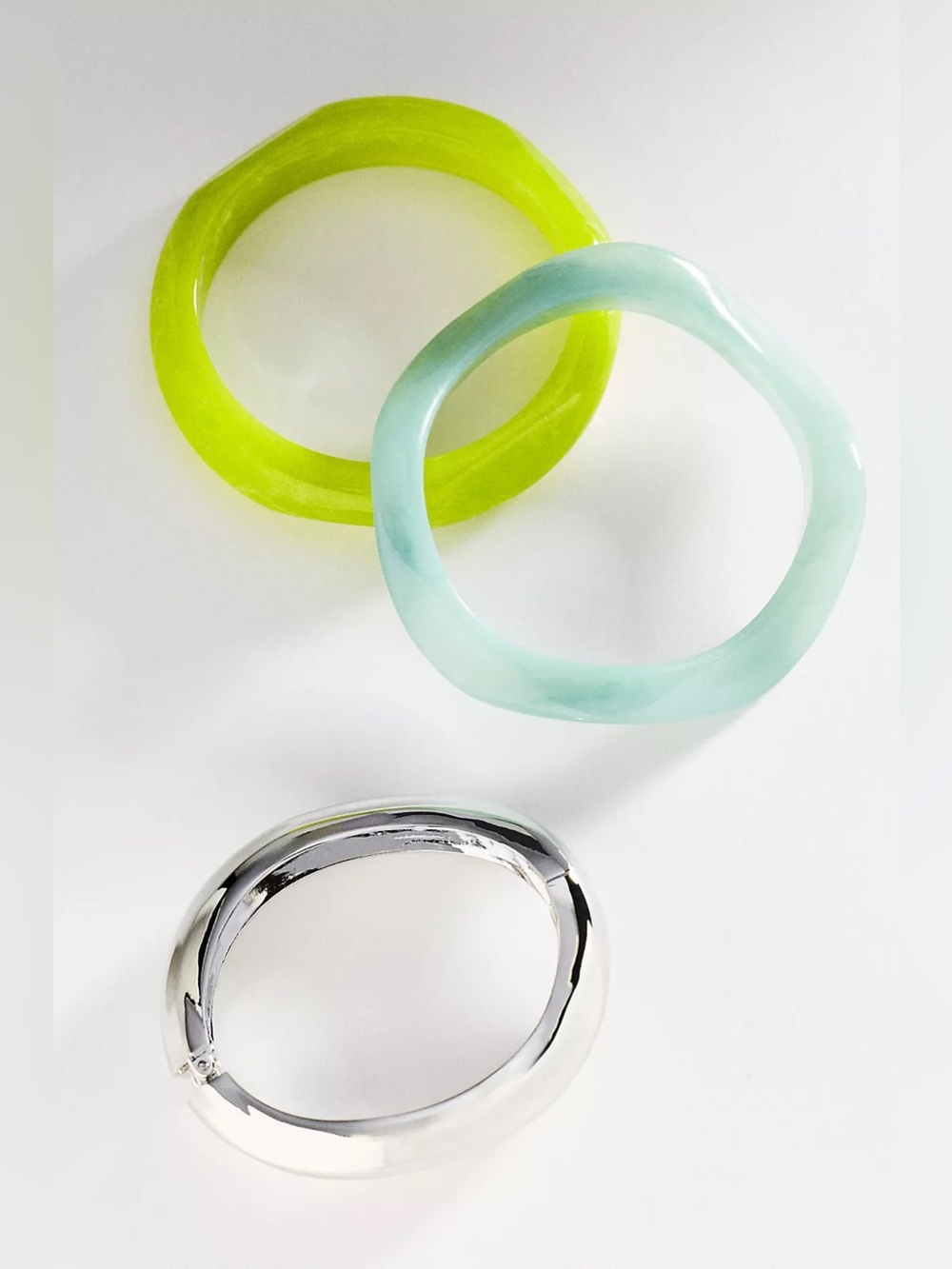 Anthropologie Wavy Bangle Bracelets, Set of 3 💚🩵🩶